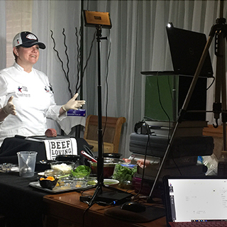 Culinary instructor giving a virtual class