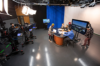 wide shot of a television studio