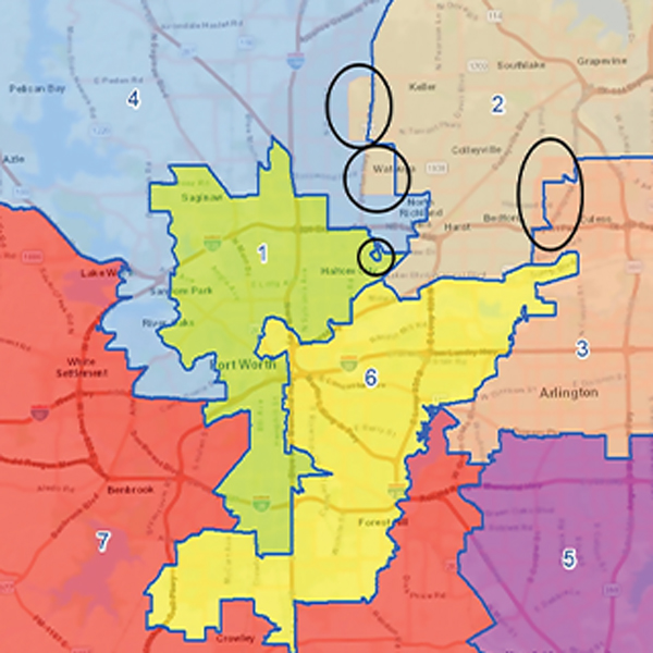 Map of Tarrant County Redistricting Changes