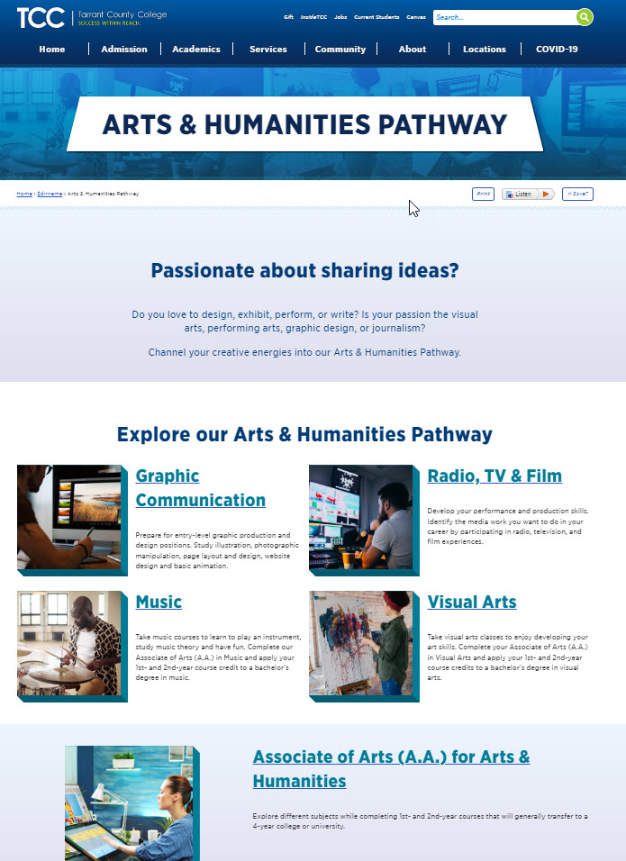 Arts and Humanities Pathway screenshot