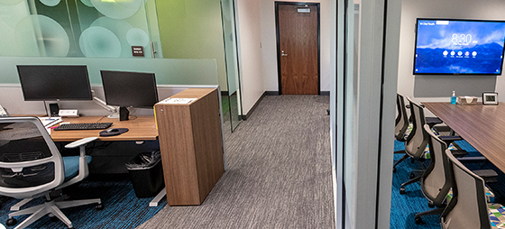 Offices and cubicles in newly resdesigned suite