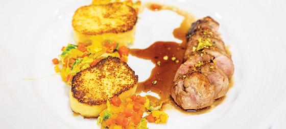 Porker tenderloin with polenta.