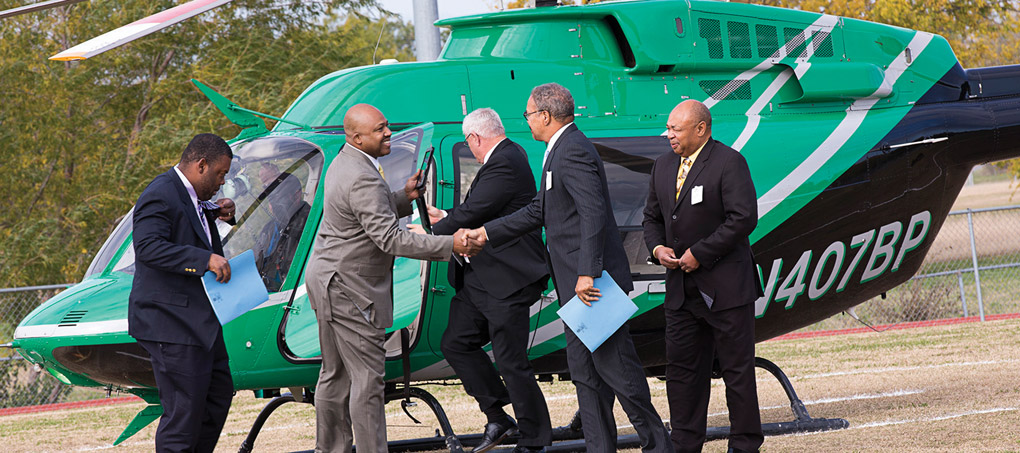 People boarding a helicopter