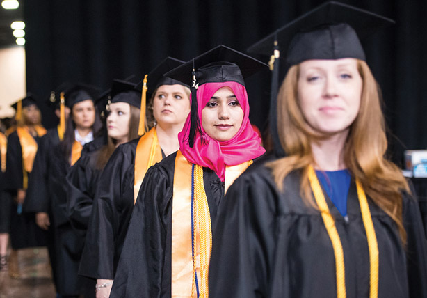 Graduates waiting in line