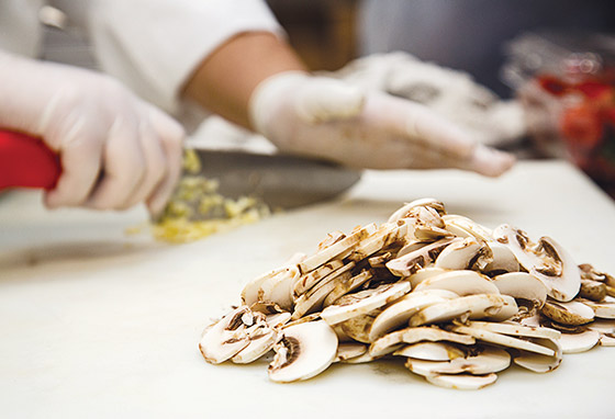 Sliced mushrooms