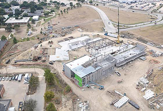 Aerial view of the construction