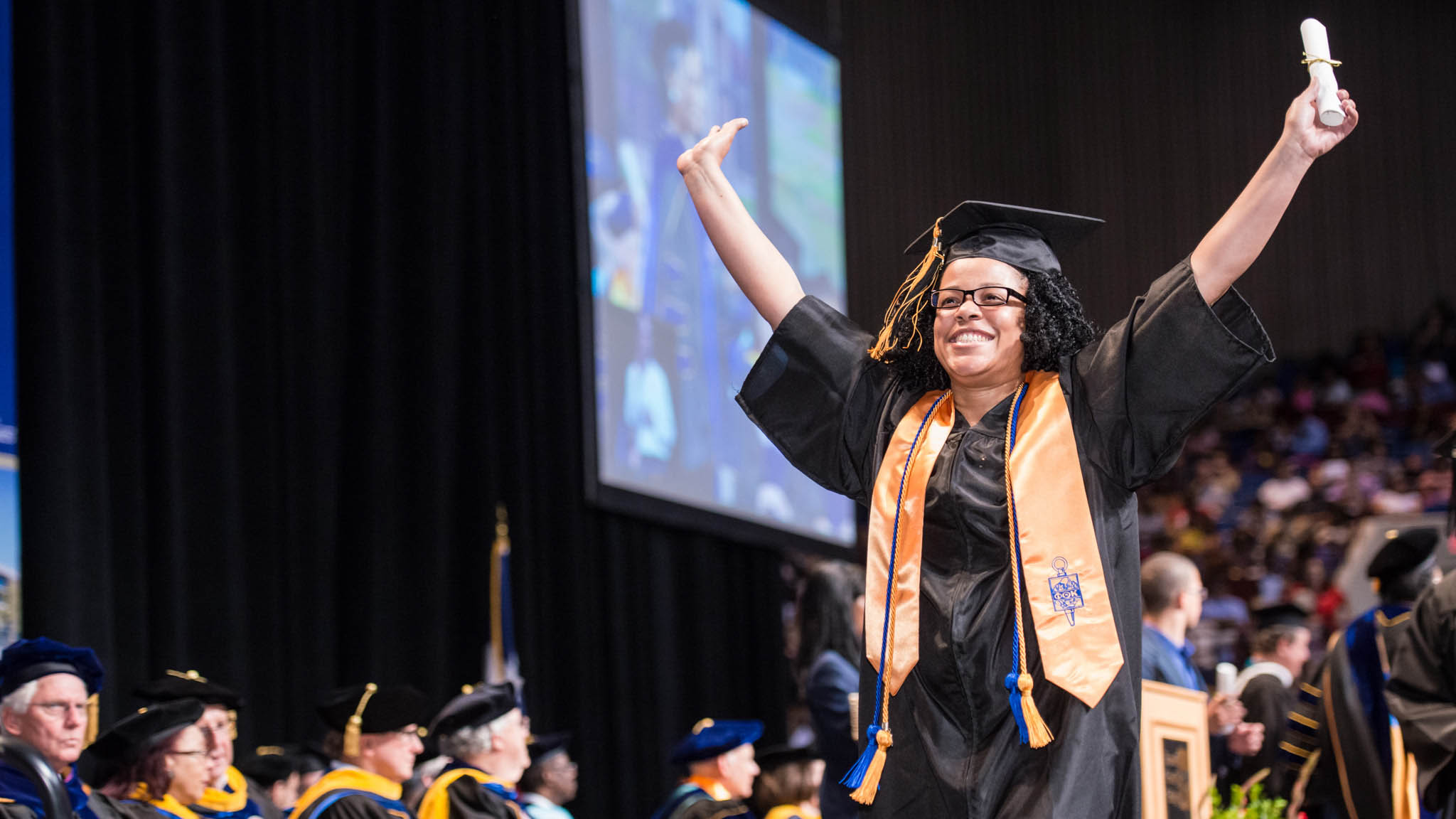 A student celebrates success at the TCC graduation
