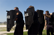 Policemen with batshields