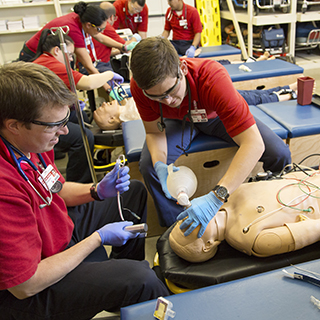 Students working on body