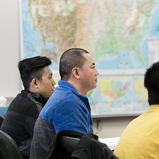 Students sitting in an ESOL class