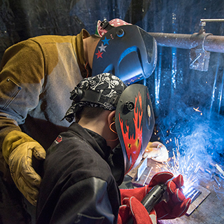 female welder at work