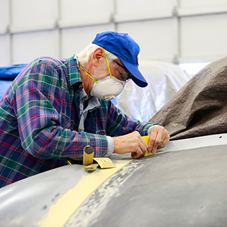 Senior student working with a respirator