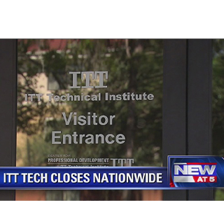 Screenshot of news story about ITT tech closures
