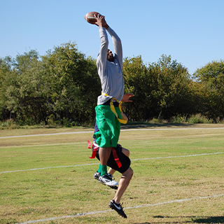 Students playing flag footbal
