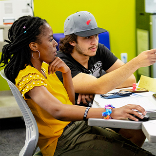 Two students studying together