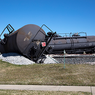 Derailed train