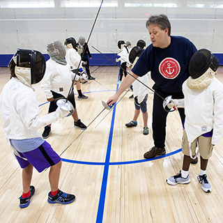 Kids in fencing class