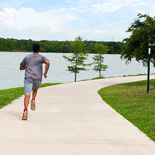 Man running on the trail