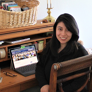 Student working at home with a tablet