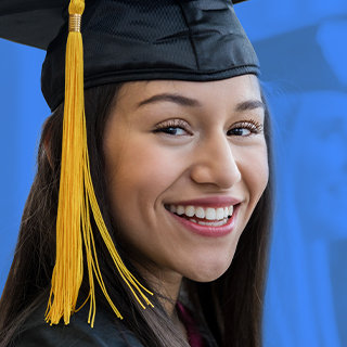 Student in cap and gown