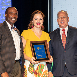 Peter Jordan, Lindsey Davis and Chancellor Eugene Giovannini