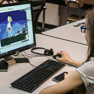 Student at a computer