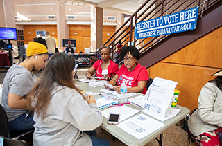 students registering to vote