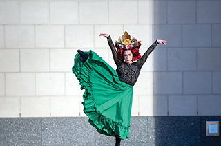 dancer wearing green skirt