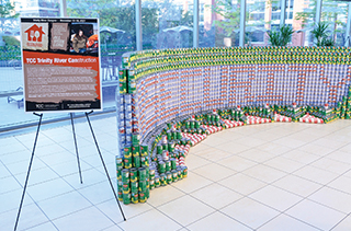 stacks of canned goods