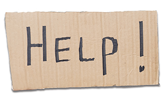 Help! cardboard sign