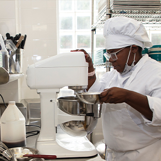 chef using a mixer