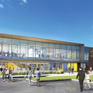 An artist rendering of the new Student Experience Building.